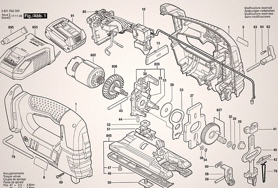 Bosch Gleichstrommotor für Akku-Stichsäge GST 18 V-LI, GST 18 V-LI S 2607022831