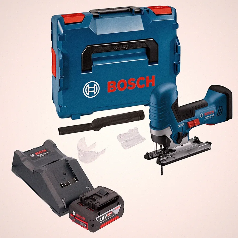 Bosch GST 18V-125 S Professional Stichsäge 18 V 125 mm + 1x Akku 4,0 Ah + Lader